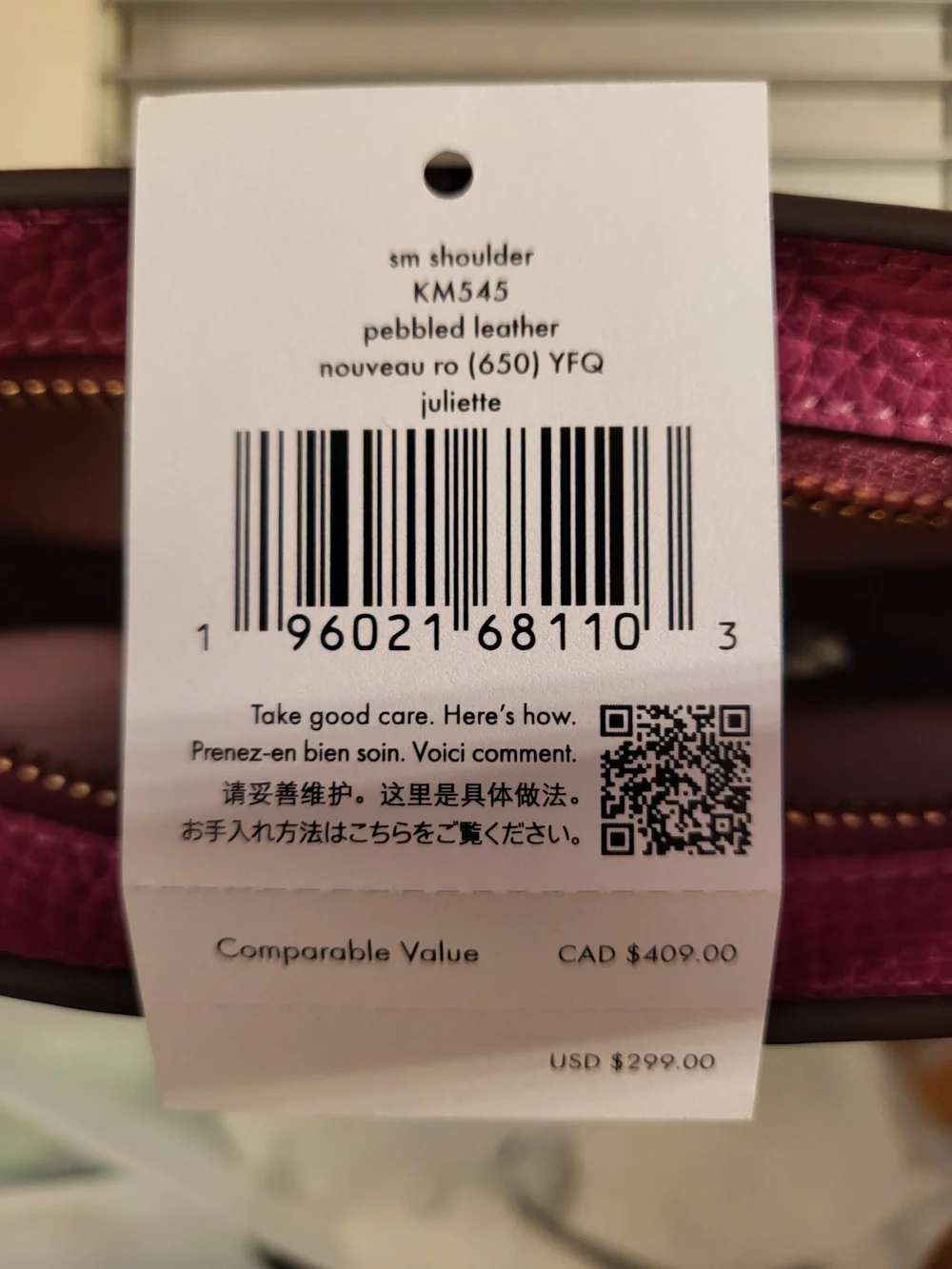 Kate Spade Juliette Pink Shoulder Bag - New